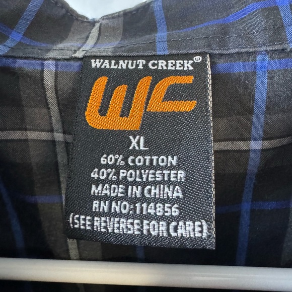 Walnut Creek Size XL Long SLEEVE COTTON BLEND‎ Blue/Gray Plaid Button Down Shirt - Picture 3 of 11